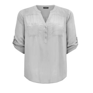 Torrid  V-neck Challis Long Sleeve Blouse Gray 3x